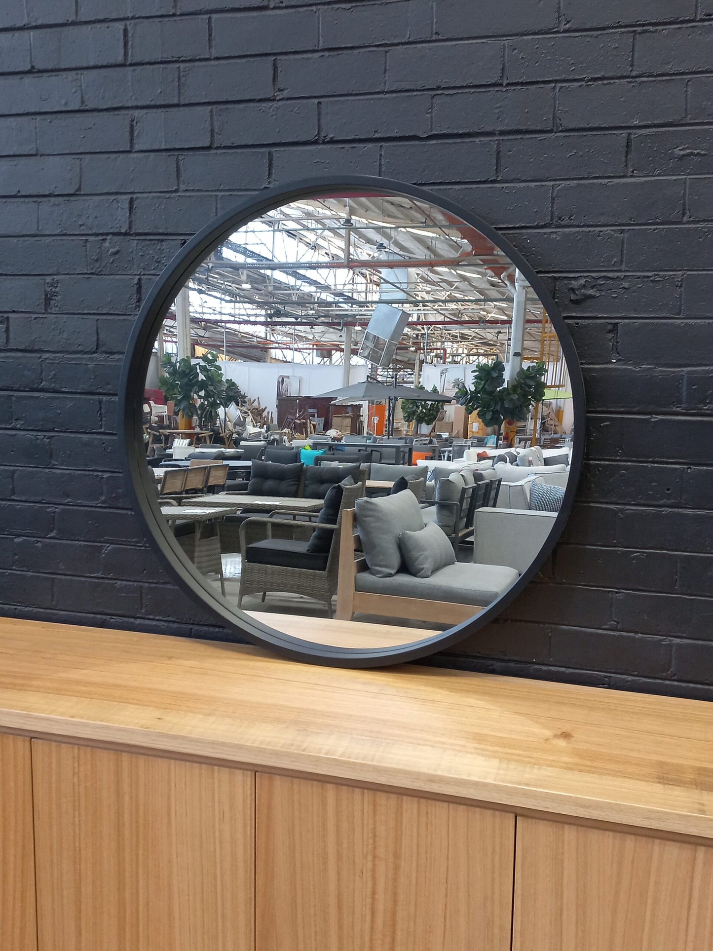 Mirror – JX Round Black – 100cm