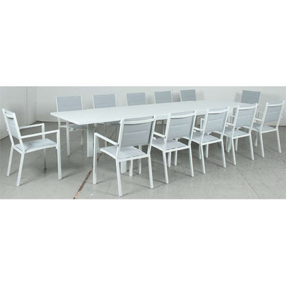 Eclipse Extension Table with Mayfair Padded Sling Chairs 13pce Dining Setting – White