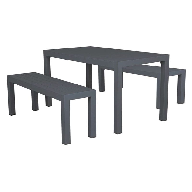 3 Pce Matzo Dining Table *1400 with Matzo Benches – Gunmetal