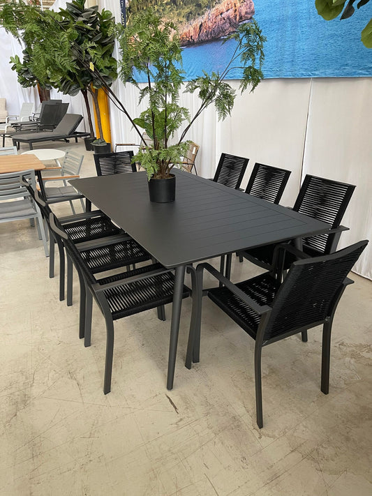 Fiesta 9 Pce Dining Setting w Kira Chairs *2400 – Charcoal